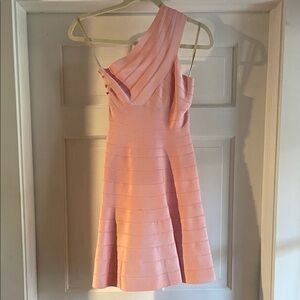 Herve Leger Blush One-Shoulder Dress